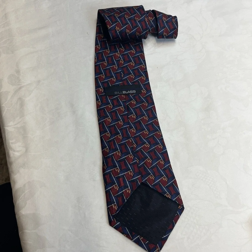 Bill Blass Vintage‎ Silk Geometric Patterned Neck Tie - 56